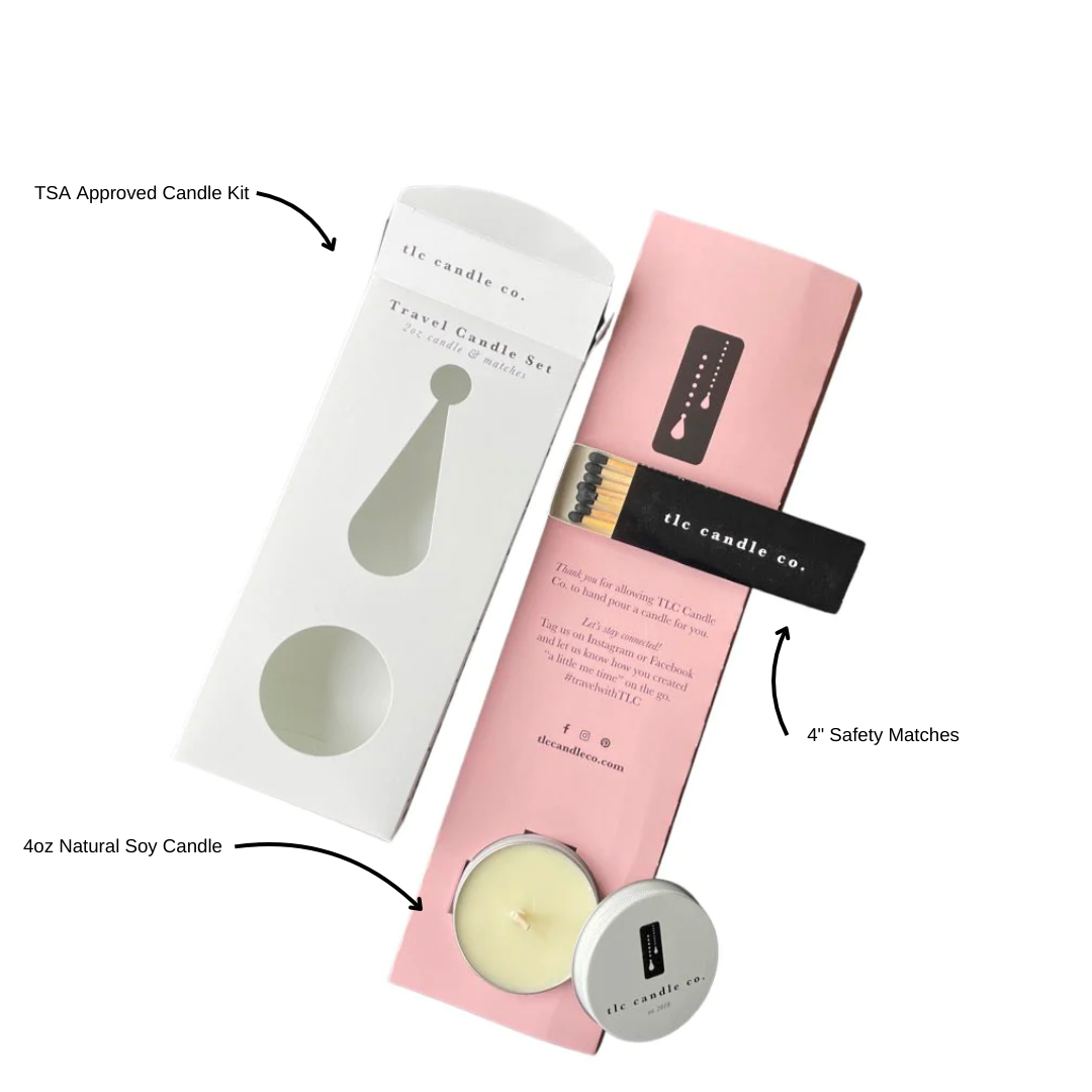 TSA-Approved Meditation Travel Candle Kit with Matches - 2oz Soy Candle