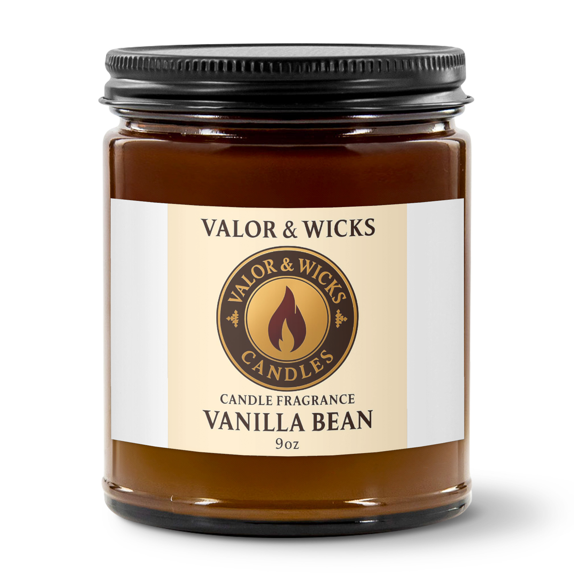 Valor & Wicks Vanilla Bean 9oz Amber Jar Soy Candle