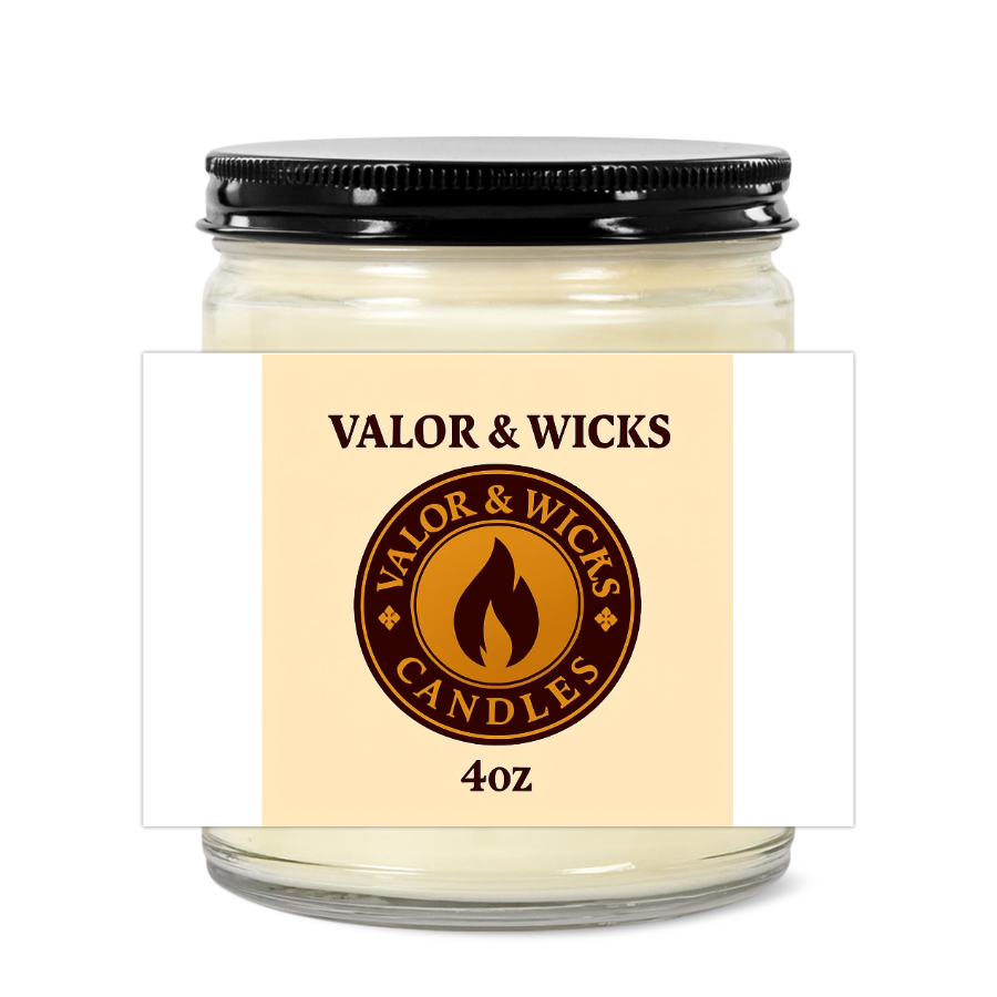 4oz Clear Jar Candle | 2.25"x1.5" White Label | Black Lid