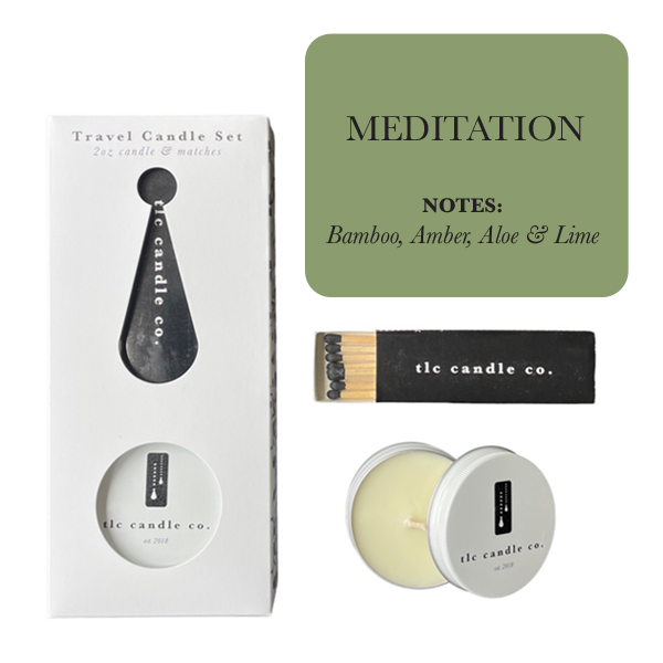 TSA-Approved Meditation Travel Candle Kit with Matches - 2oz Soy Candle